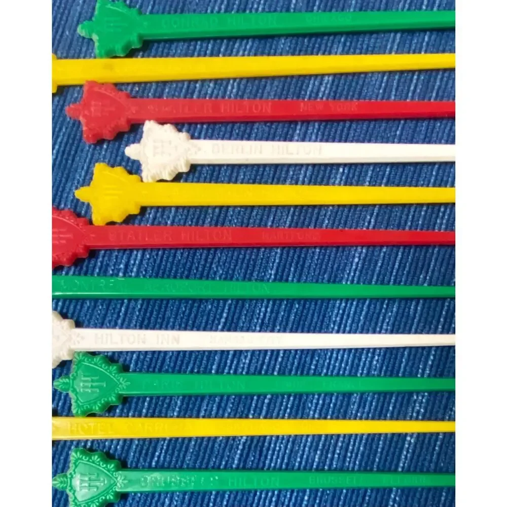 11 Vintage Swizzle Cocktail Drink Stir Sticks Hilton Hotels Lot Paris Berlin